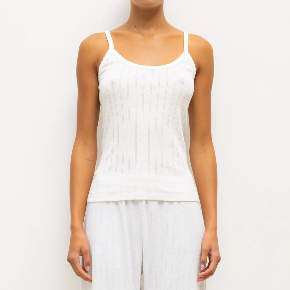 LESET Cream Ribbed Top